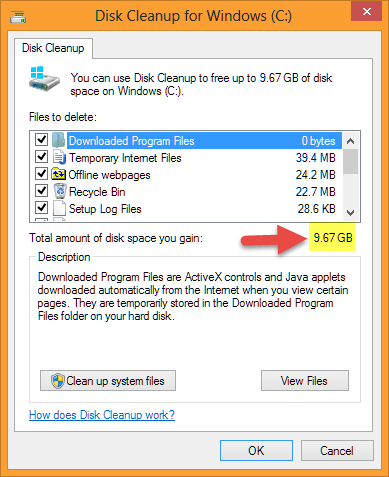 Disk CleanUp Windows 8